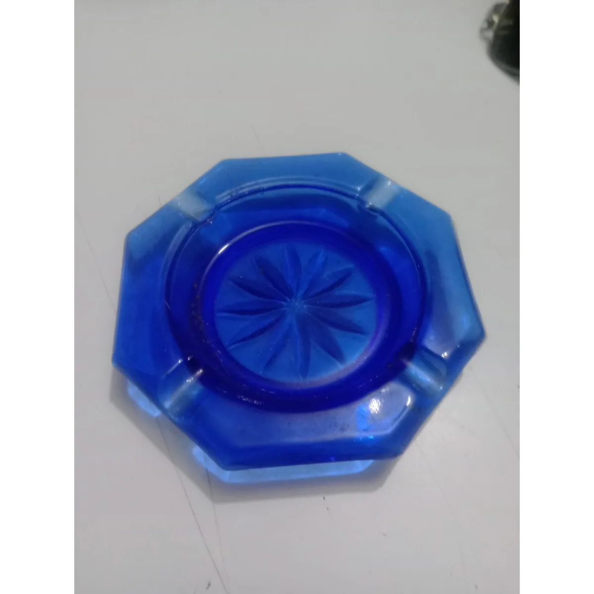 Cenicero vidrio Octogonal Azul